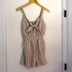 American Eagle Stripped tie-up Romper